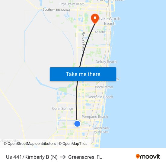 Us 441/Kimberly B (N) to Greenacres, FL map
