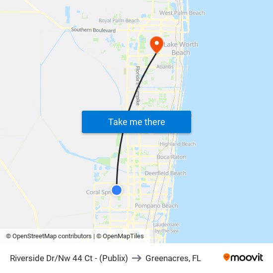 RIVERSIDE DR/NW 44 CT - (PUBLIX) to Greenacres, FL map