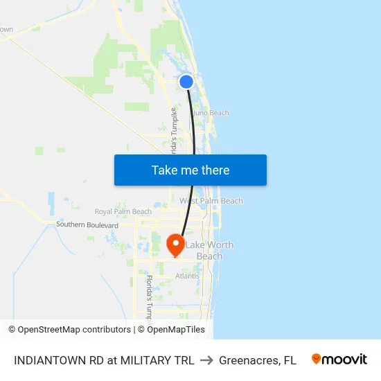 INDIANTOWN RD at MILITARY TRL to Greenacres, FL map