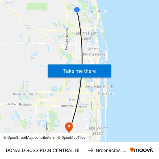 DONALD ROSS RD at CENTRAL BLVD to Greenacres, FL map