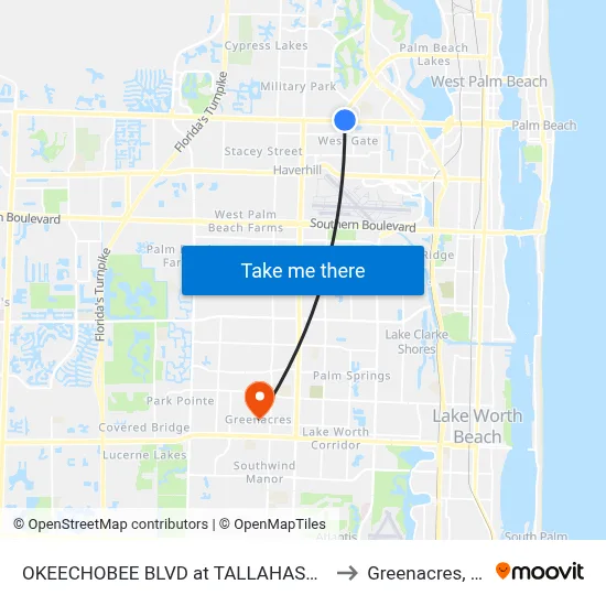 OKEECHOBEE BLVD at TALLAHASSEE to Greenacres, FL map