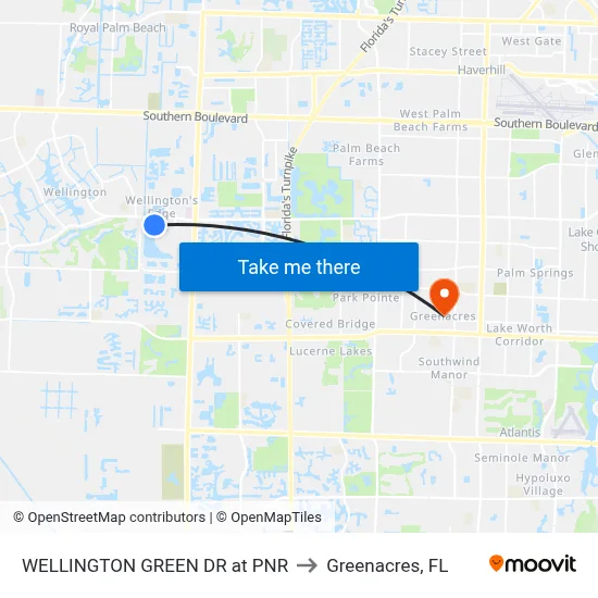 WELLINGTON GREEN DR at PNR to Greenacres, FL map