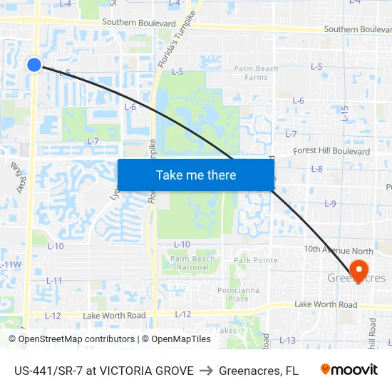 US-441/SR-7 at VICTORIA GROVE to Greenacres, FL map