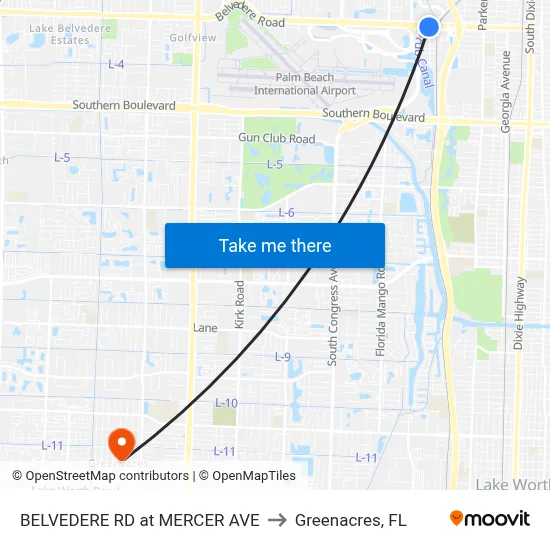 BELVEDERE RD at MERCER AVE to Greenacres, FL map