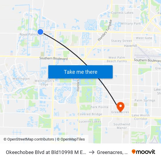 OKEECHOBEE BLVD at BLD10998 M ENT to Greenacres, FL map