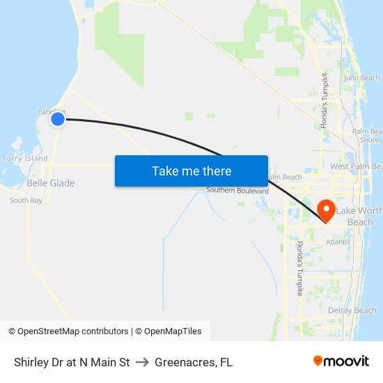 Shirley Dr at N Main St to Greenacres, FL map