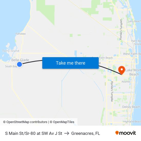 S MAIN ST/SR-80 at SW AV J ST to Greenacres, FL map