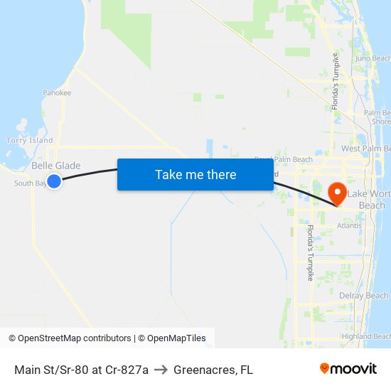 Main St/Sr-80 at Cr-827a to Greenacres, FL map