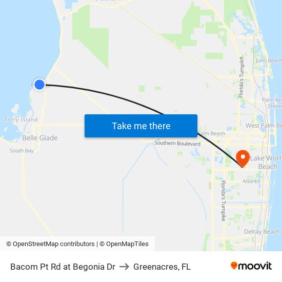 Bacom Pt Rd at Begonia Dr to Greenacres, FL map