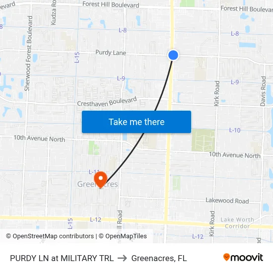 PURDY LN at  MILITARY TRL to Greenacres, FL map