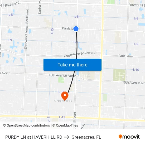 PURDY LN at  HAVERHILL RD to Greenacres, FL map