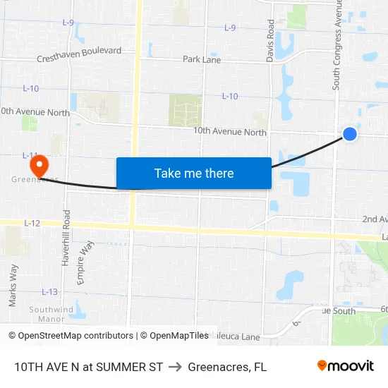 10TH AVE N at SUMMER ST to Greenacres, FL map