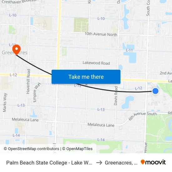 Palm Beach State College - Lake Worth to Greenacres, FL map