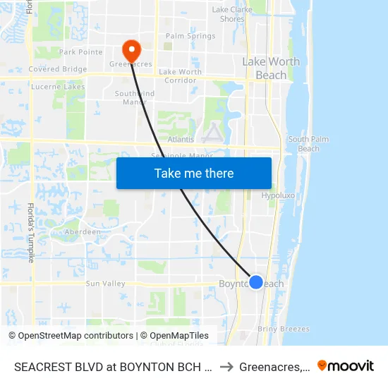 SEACREST BLVD at  BOYNTON BCH BLVD to Greenacres, FL map