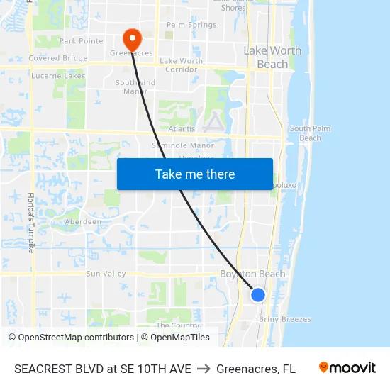 SEACREST BLVD at SE 10TH AVE to Greenacres, FL map