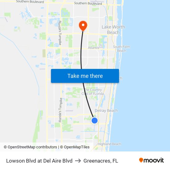 Lowson Blvd at Del Aire Blvd to Greenacres, FL map