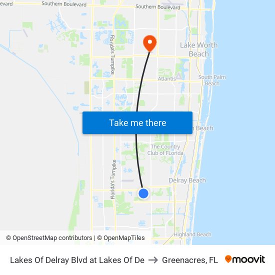 LAKES OF DELRAY BLVD at  LAKES OF DE to Greenacres, FL map