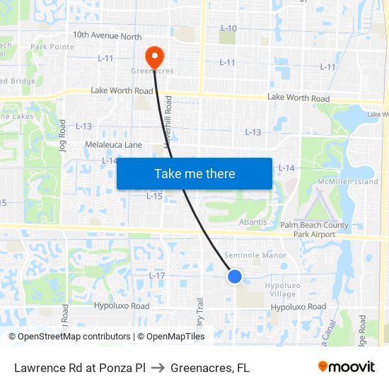 Lawrence Rd at Ponza Pl to Greenacres, FL map