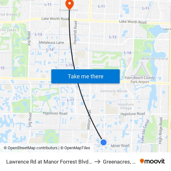 Lawrence Rd at  Manor Forrest Blvd S to Greenacres, FL map