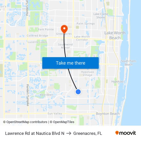 Lawrence Rd at  Nautica Blvd N to Greenacres, FL map