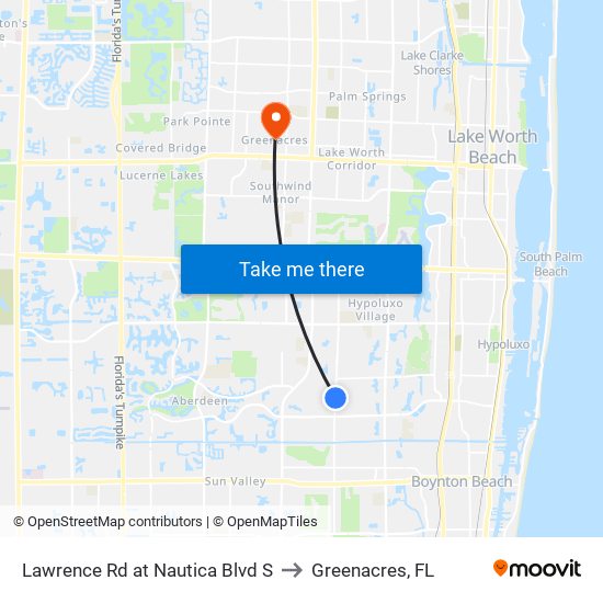 LAWRENCE RD at  NAUTICA  BLVD S to Greenacres, FL map