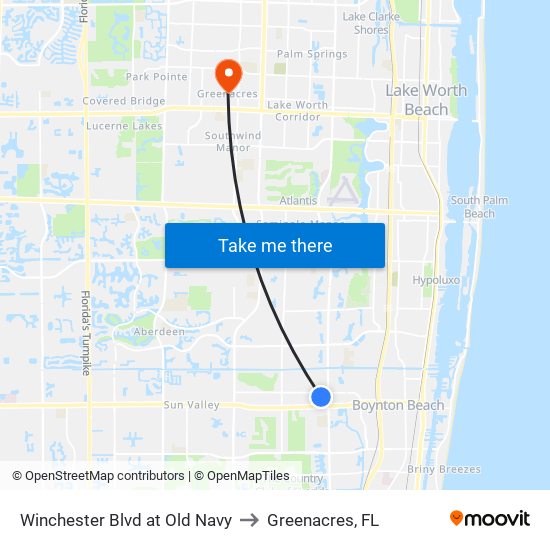 WINCHESTER BLVD at OLD NAVY to Greenacres, FL map