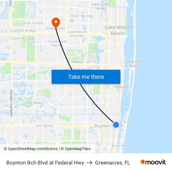 Boynton Bch Blvd at Federal Hwy to Greenacres, FL map