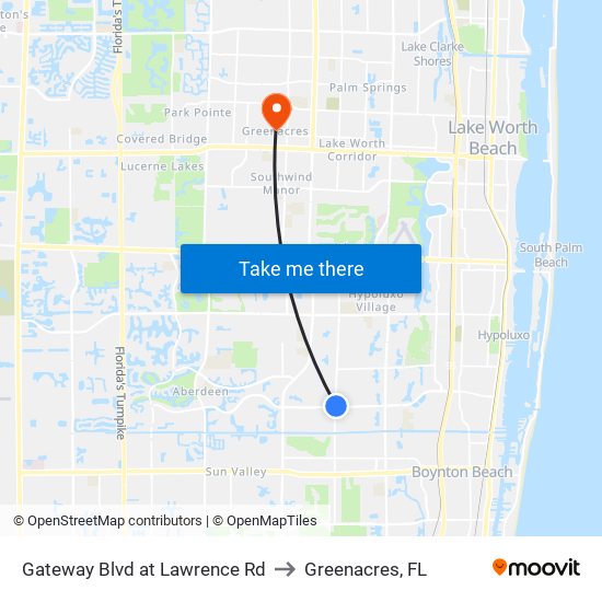 Gateway Blvd at  Lawrence Rd to Greenacres, FL map