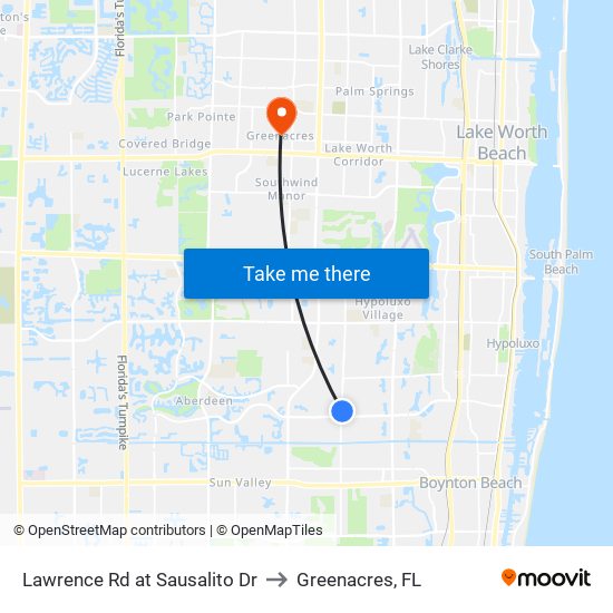 LAWRENCE RD at  SAUSALITO  DR to Greenacres, FL map