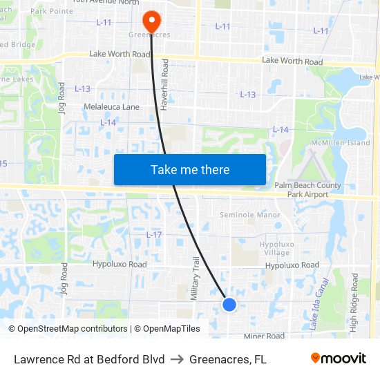 Lawrence Rd at  Bedford Blvd to Greenacres, FL map