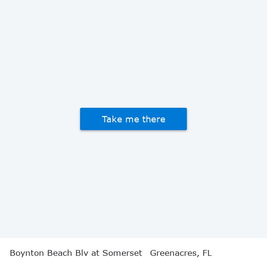 Boynton Beach Blv at Somerset to Greenacres, FL map