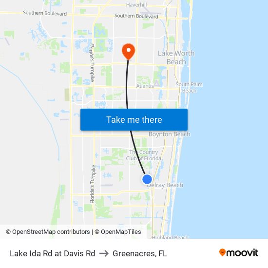 Lake Ida Rd at  Davis Rd to Greenacres, FL map