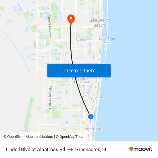 Lindell Blvd at Albatross Rd to Greenacres, FL map