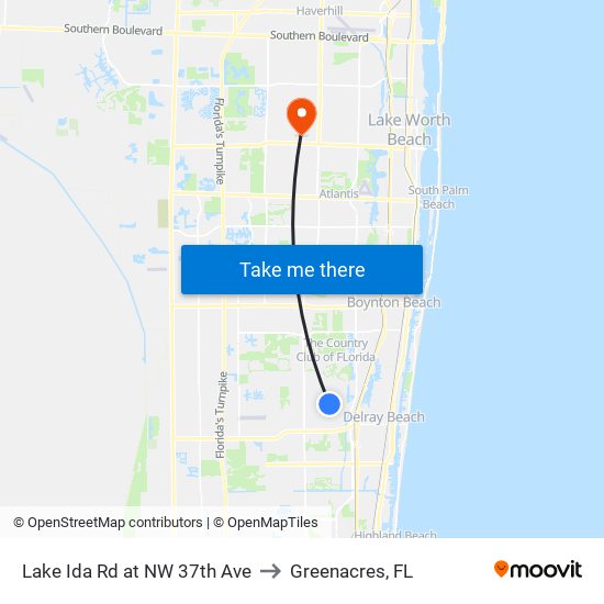 LAKE IDA RD at  NW 37TH AVE to Greenacres, FL map