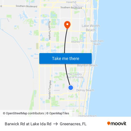 BARWICK RD at  LAKE IDA RD to Greenacres, FL map