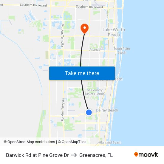 Barwick Rd at  Pine Grove Dr to Greenacres, FL map