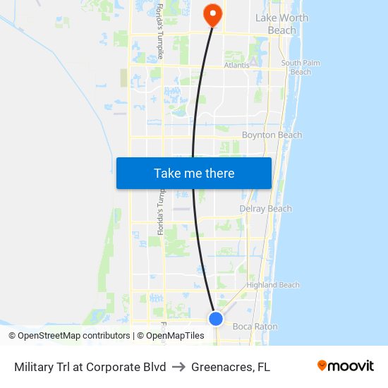 Military Trl at  Corporate Blvd to Greenacres, FL map