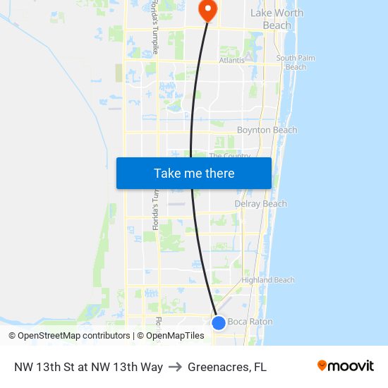 NW 13TH ST at NW 13TH WAY to Greenacres, FL map