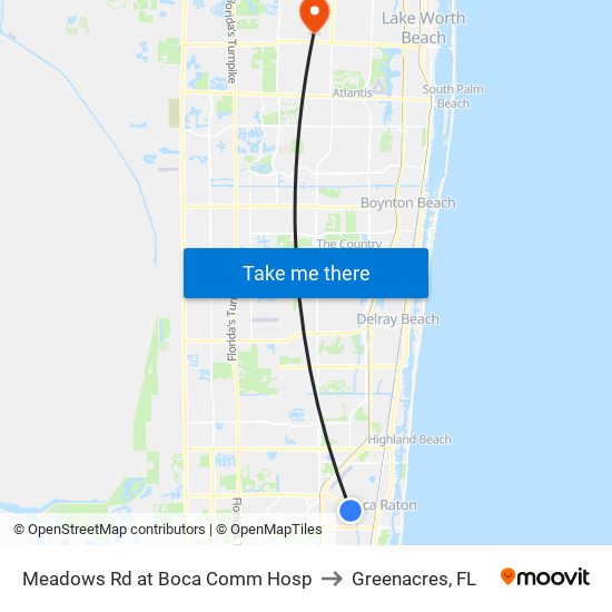 MEADOWS RD at BOCA COMM HOSP to Greenacres, FL map