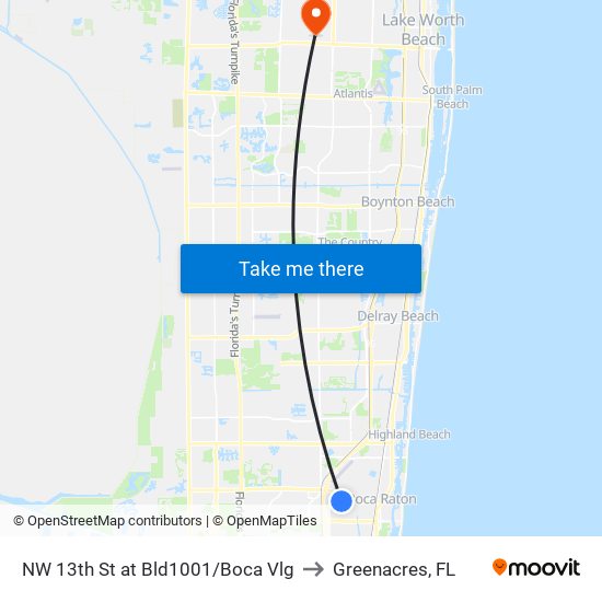 NW 13TH ST at BLD1001/BOCA VLG to Greenacres, FL map