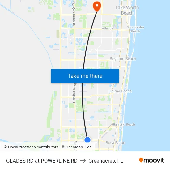 GLADES RD at POWERLINE RD to Greenacres, FL map