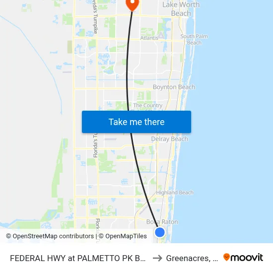 FEDERAL HWY at PALMETTO PK BLVD to Greenacres, FL map