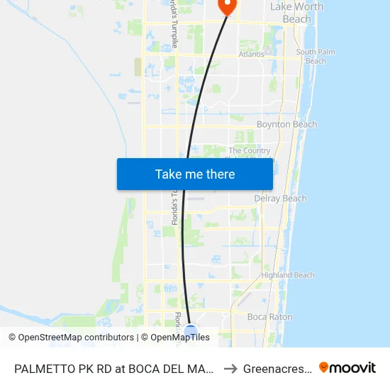PALMETTO PK RD at  BOCA DEL MAR DR W to Greenacres, FL map