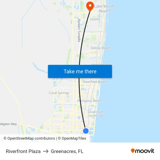 Riverfront Plaza to Greenacres, FL map
