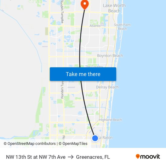 NW 13TH ST at NW 7TH AVE to Greenacres, FL map