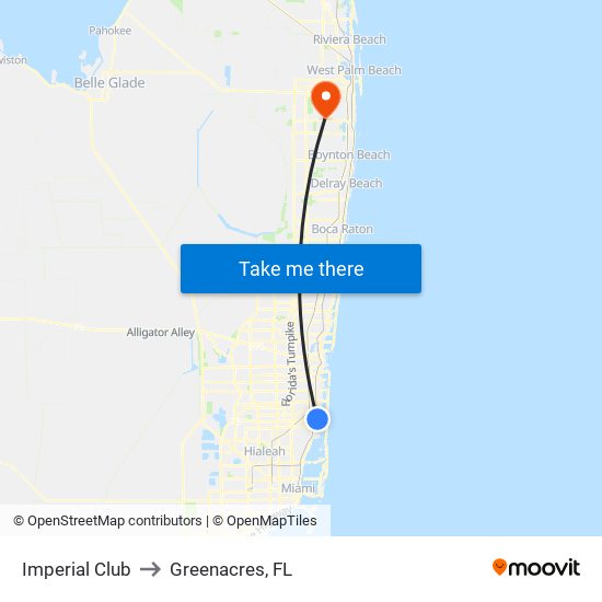 Imperial Club to Greenacres, FL map