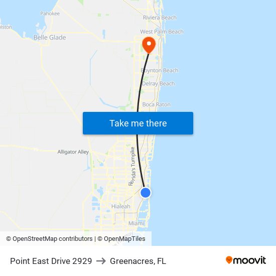 Point East Drive 2929 to Greenacres, FL map