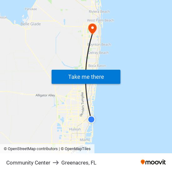 Community Center to Greenacres, FL map