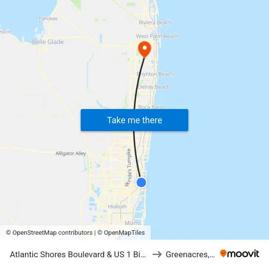 Atlantic Shores Boulevard & US 1 Big Irvs to Greenacres, FL map