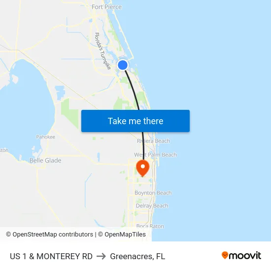 US 1 & MONTEREY RD to Greenacres, FL map